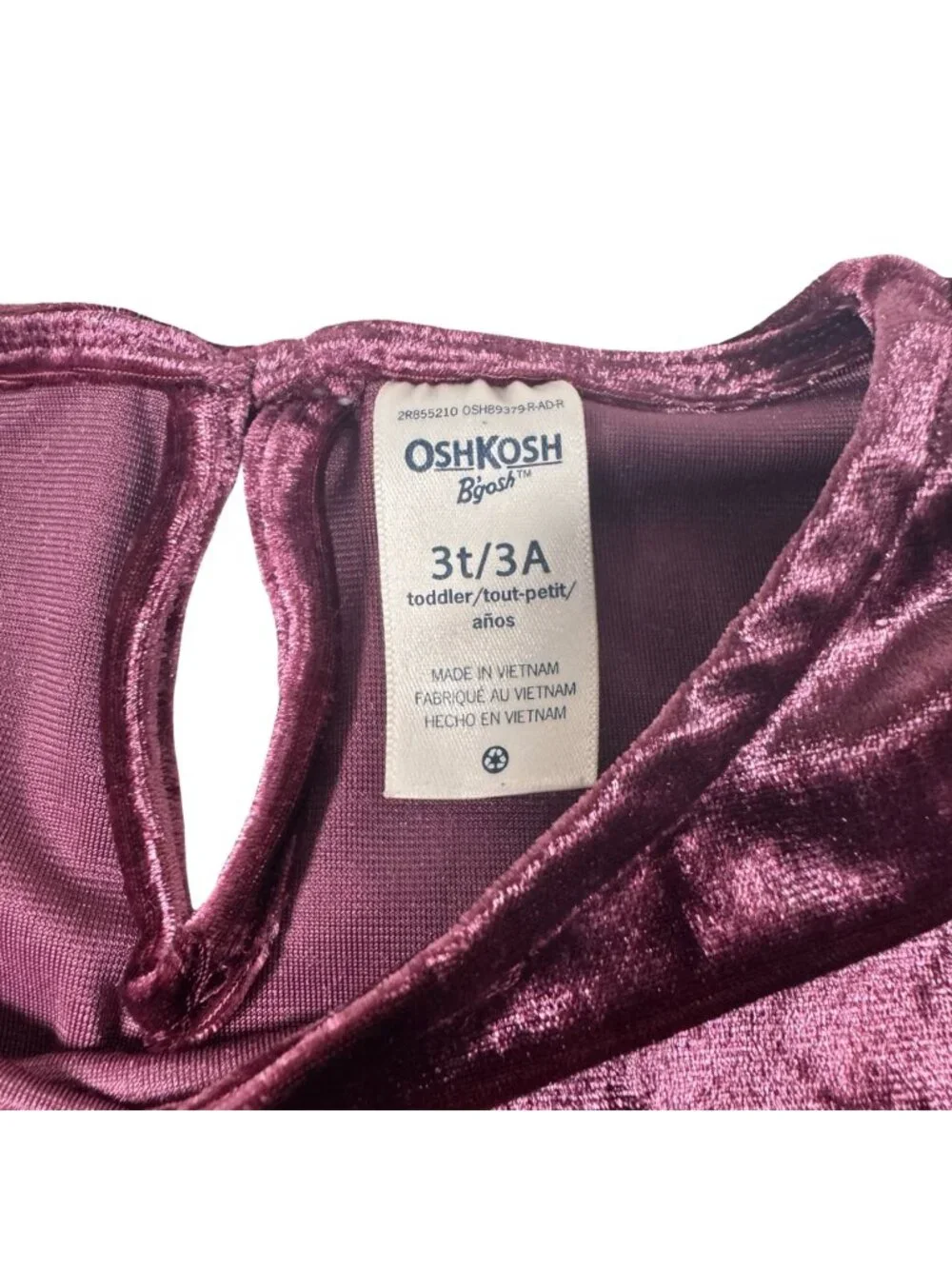 Oshkosh Velvet Tiered Dress Girls Sz 3 T Short Sleeve